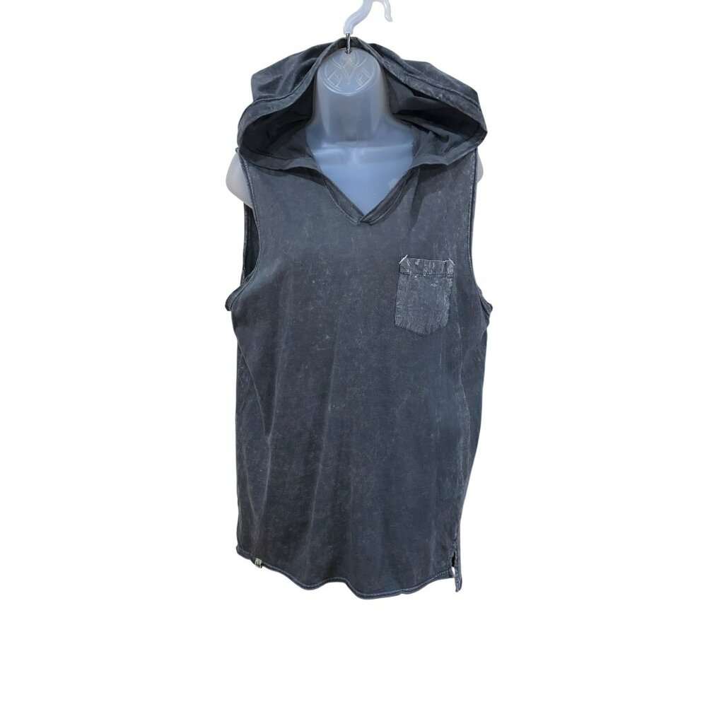 Maori Hook Women’s Hooded Sleeveless Top M Vintage Washed Look With Pocket
